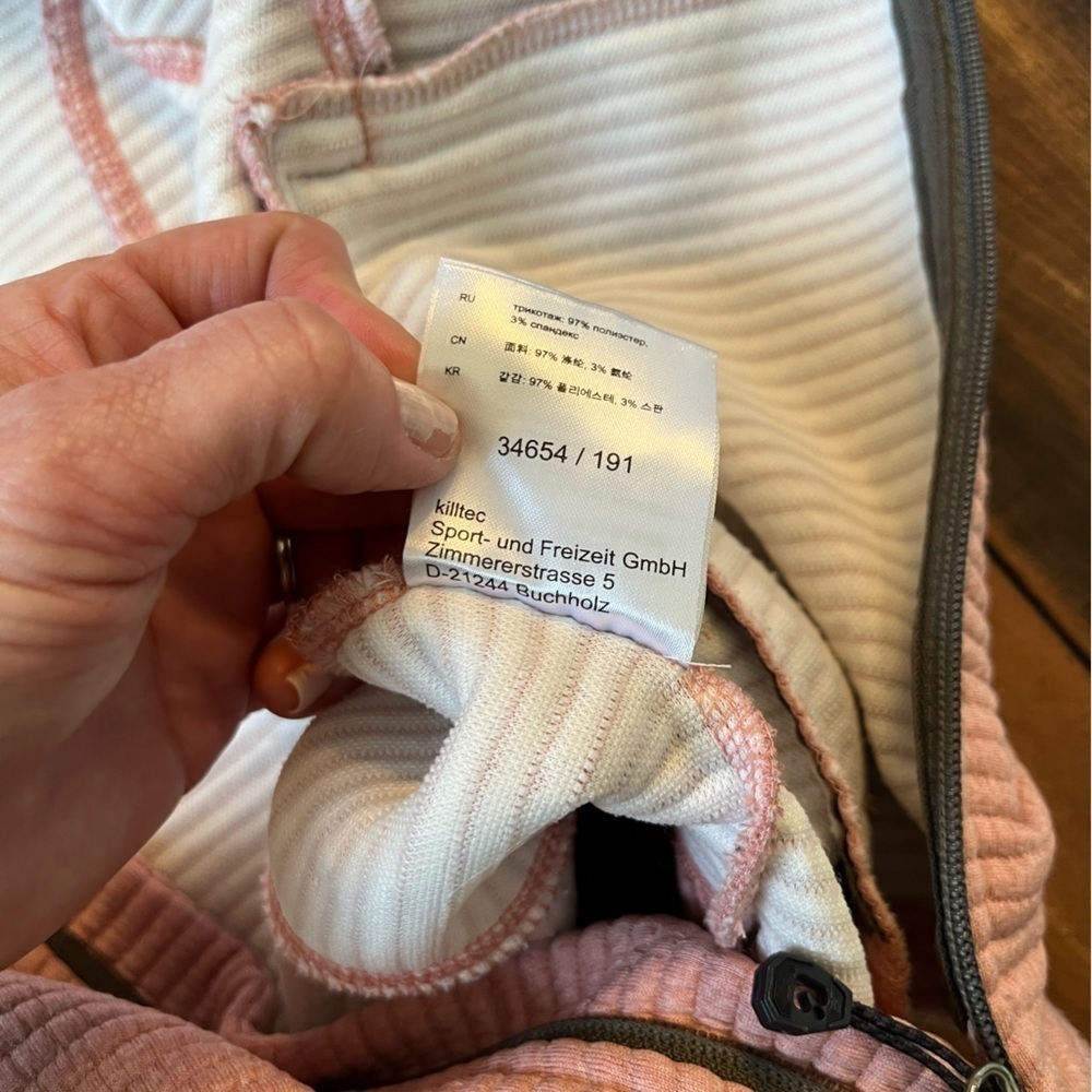 Killtec Full Zip Blush Pink Ribbed Jacket- Size 10 - Picture 10 of 12